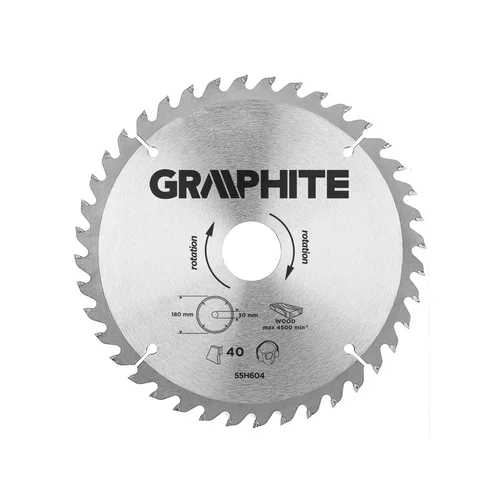 GRAPHITE Pjovimo diskas 180 x 30 mm, 40 dantų image 1
