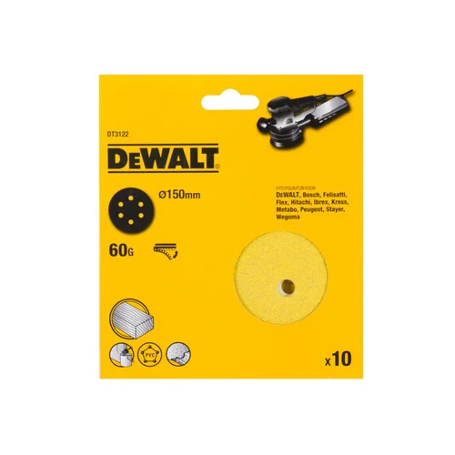 DeWALT Šlifavimo popierius 60GT, 150 mm, 10 vnt image 1