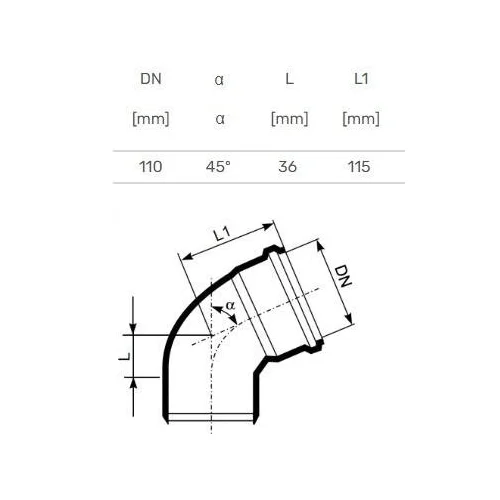 Magnaplast Ultra dB vidaus kanalizacijos alkūnė Ø 110 mm 45° image 3