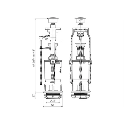 Ani Plast WC7040MEU Vandens nuleidimo mechanizmas 437 mm image 2