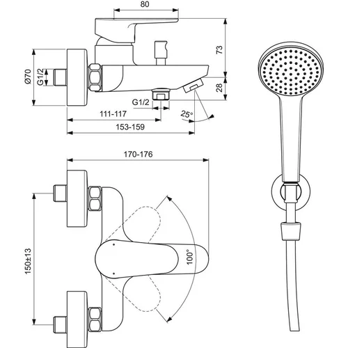 IDEAL STANDARD BC706AA vonios maišytuvas image 3
