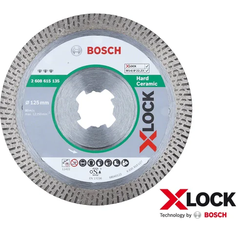 BOSCH Deimantinis pjovimo diskas XLOCK Best for Hard Ceramic 125 mm image 1