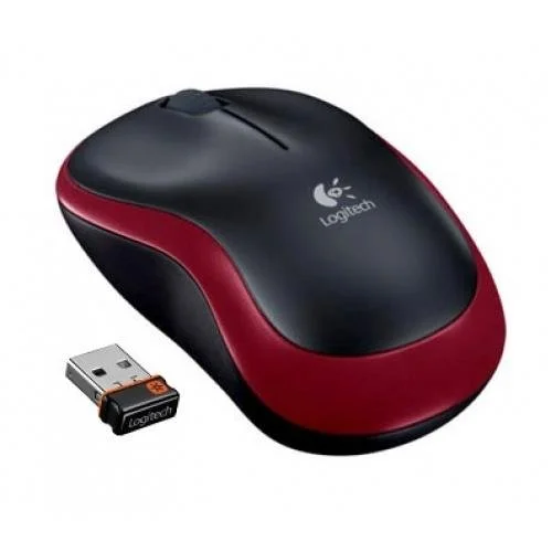 LOGITECH M185 belaidė pelė juoda/raudona image 3