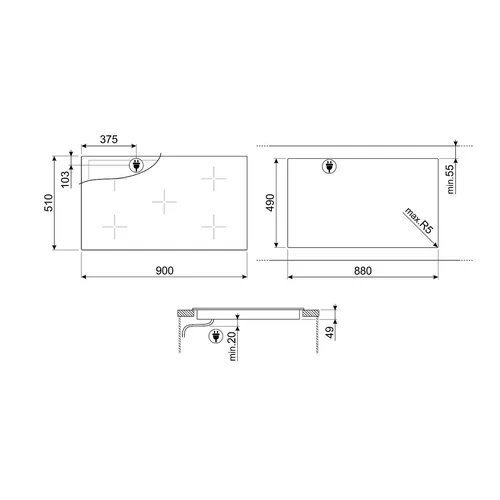 Smeg SI2M7953D 90 cm Indukcinė kaitlentė Juoda image 3