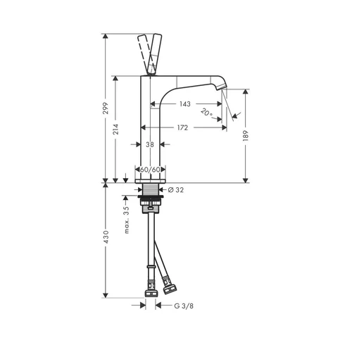 Hansgrohe Axor Citterio E 190 36103000 aukštas praustuvo maišytuvas - Braižyto aukso image 3