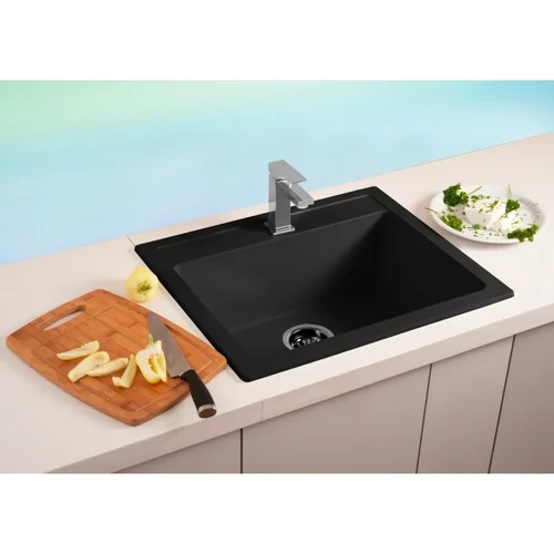 AQUALINE Quadro 36S2201 akmens masės plautuvė 60x50 cm juodos spalvos image 3
