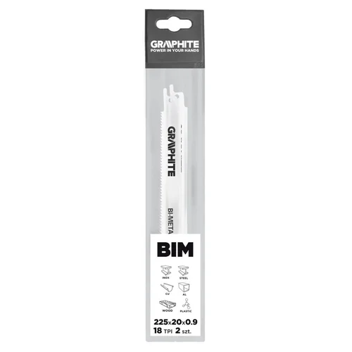 GRAPHITE Tiesinio pjūklo geležtė BIM 225x20x0.9 mm 18TPI image 2