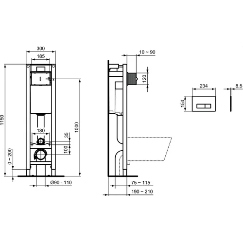 Ideal Standard PROSYS ECO potinkinis WC rėmas R0121AC/E2332AC image 3