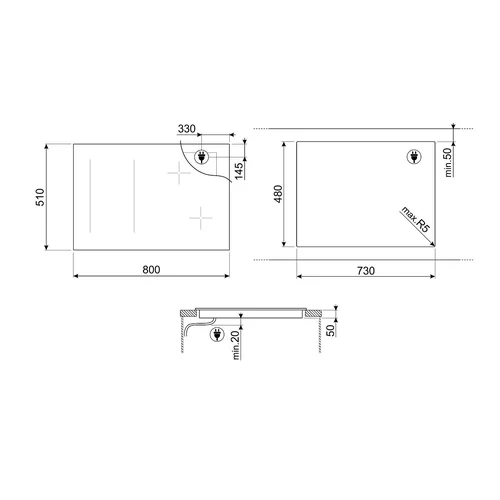 SMEG SI1M4844D Įmontuojama 80 cm indukcinė kaitlentė image 3