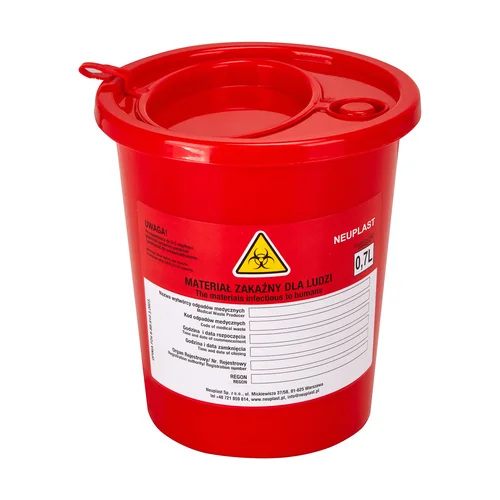 Raudonas medicininių atliekų konteineris 0,7 L image 1