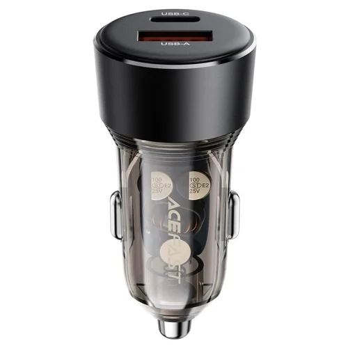 Acefast B12 automobilinis įkroviklis 60W USB-C/USB-A, juodas image 2