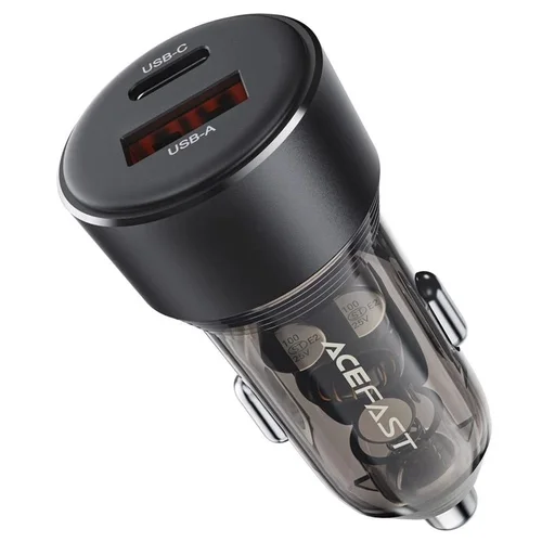 Acefast B12 automobilinis įkroviklis 60W USB-C/USB-A, juodas image 3