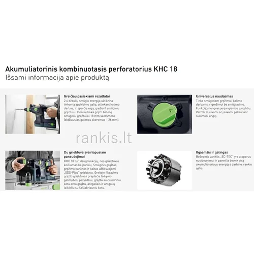 Festool KHC 18 5,0 EBI-Plus belaidis kombinuotas perforatorius image 3