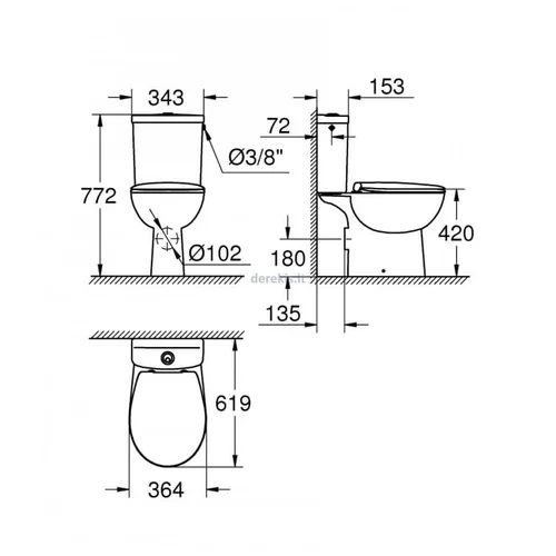 Grohe BauCeramic Rimless pastatomas klozetas su lėtaeigiu dangčiu 39496000 image 2