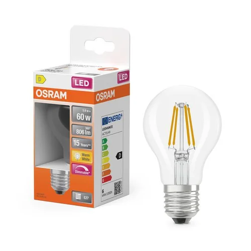 Osram LEMP LED FIL A60 5.9W E27 827 806LMDIM image 3