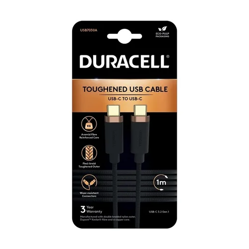 Duracell USB7030A USB-C kabelis, 1 m, Pilka image 1