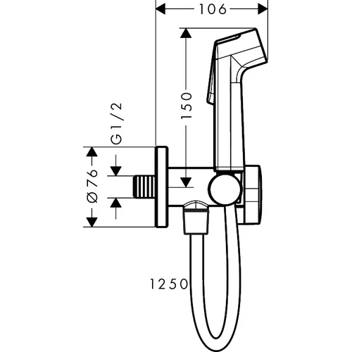 Hansgrohe 29230000 Bidė dušelis su laikikliu 1250 mm žarnos ilgis image 2