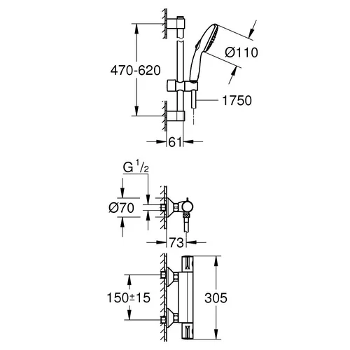 Grohe Grohtherm 800 termostatinis dušo maišytuvas 34565002 image 2