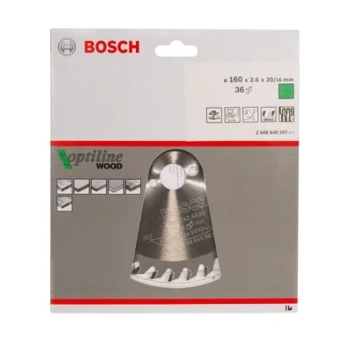 Bosch Optiline Wood pjovimo diskas 160x20/16, 2608640597 image 2