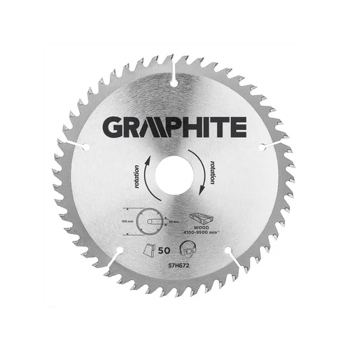 GRAPHITE Pjovimo diskas 190x30mm 50z, medžiui image 1