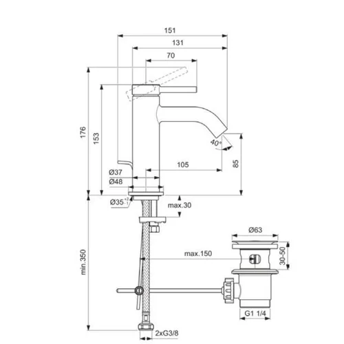 Ideal Standard CERALINE NUOVO BD846AA praustuvo maišytuvas image 2