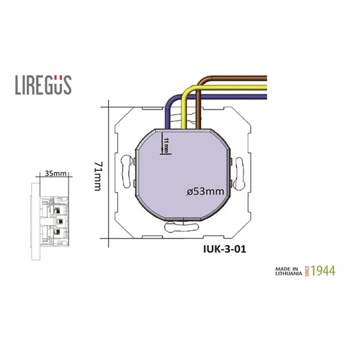 Liregus Retro IUK-3-01.R/ONC kištukinis lizdas USB A+C image 2