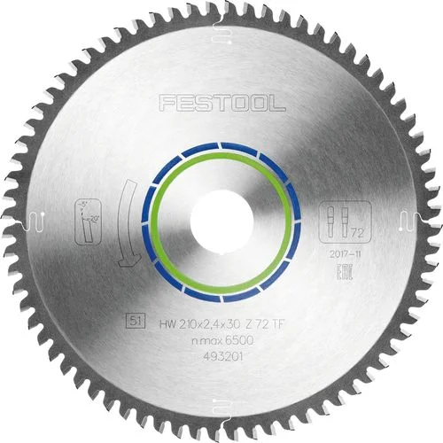 Pjovimo diskas Aliuminiai/Plastikai Festool HW 210x2,4x30 TF72 (493201) image 2