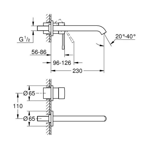 GROHE Essence New virštinkinė dalis, 230 mm, Chrom spalva image 3