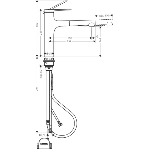 Hansgrohe Zesis M33 74804670 plautuvės maišytuvas su ištraukiama žarna image 2