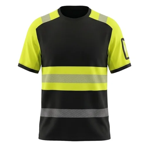 Trumparankoviai marškinėliai BoSafety TS-RICO-C1 L Juoda/Hi-Vis Geltona image 1