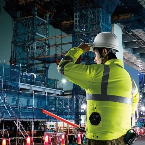 Makita DFJ214ZM Akumuliatorinė ventiliuojama signalinė striukė, M dydis image 2
