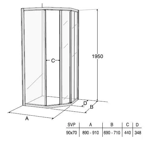 Ifö Solid SVP VK 97 dušo kabina 90x70x195 cm image 2