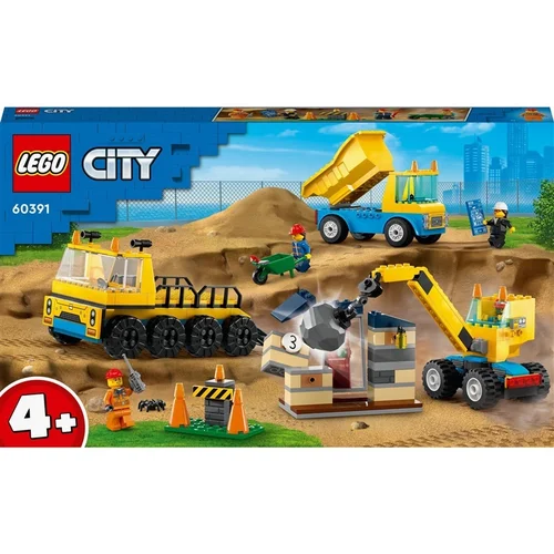 LEGO 60391 Construction Trucks and Wrecking Ball Crane image 1
