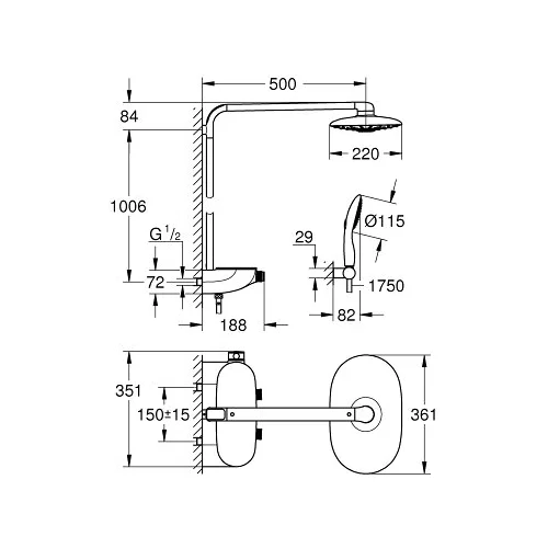 Grohe RainShower SmartControl 360 Duo dušo sistema 26250000 Chrom image 2
