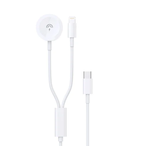 Dudao A12MAX-2in1 USB-C į iWatch/Lightning Kabelis 20W 1,2 m Baltas image 1