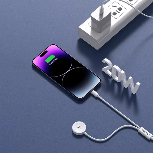 Dudao A12MAX-2in1 USB-C į iWatch/Lightning Kabelis 20W 1,2 m Baltas image 3