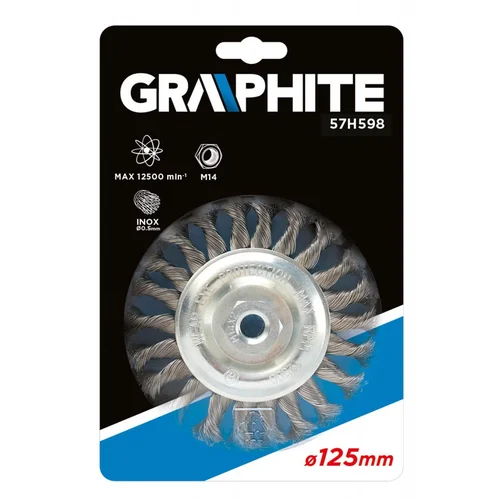 GRAPHITE Metalinis šepetys 125 mm x M14, nerūdijanti viela image 2