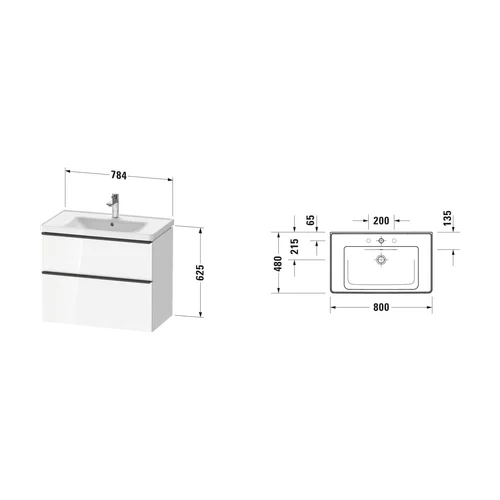 Duravit D-Neo DE012101616 Spintelė po praustuvu 800×480 mm image 2