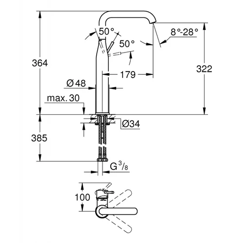 Grohe Essence XL aukštas praustuvo maišytuvas image 2
