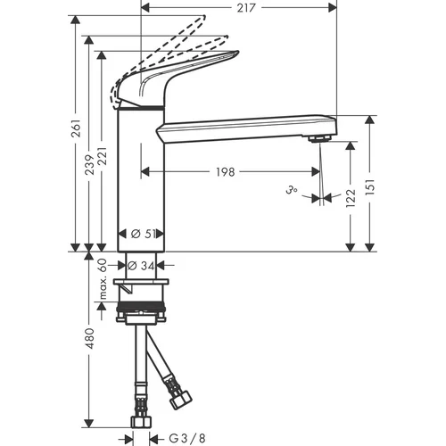 Hansgrohe Focus M42 71805000 Chromo virtuvinis maišytuvas image 2