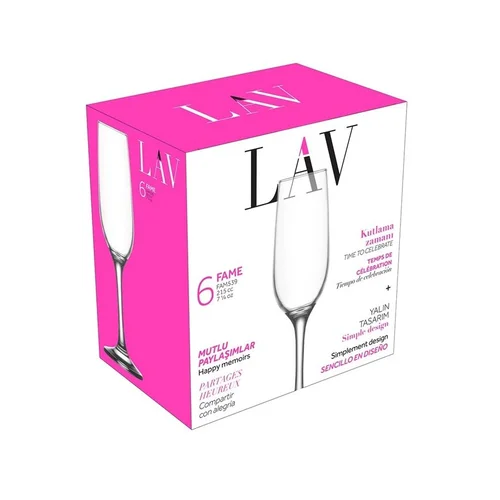 LAV FAME LV-FAM539F šampano taurės, 215 ml, 6 vnt. image 2