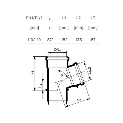 Magnaplast Ultra dB trišakis, Ø110 / 110 mm, 87° image 3