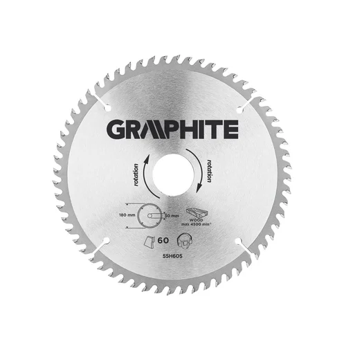 GRAPHITE MN65 karbidinis pjovimo diskas 180 mm, 60 dantų image 1