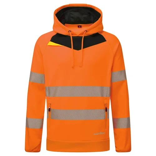 PORTWEST DX483 Gero matomumo darbo džemperis su gobtuvu – L, Orange/Black image 1
