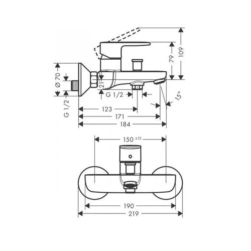 Hansgrohe Vernis Blend vonios maišytuvas 71440000 Juodos matinės spalvos image 2