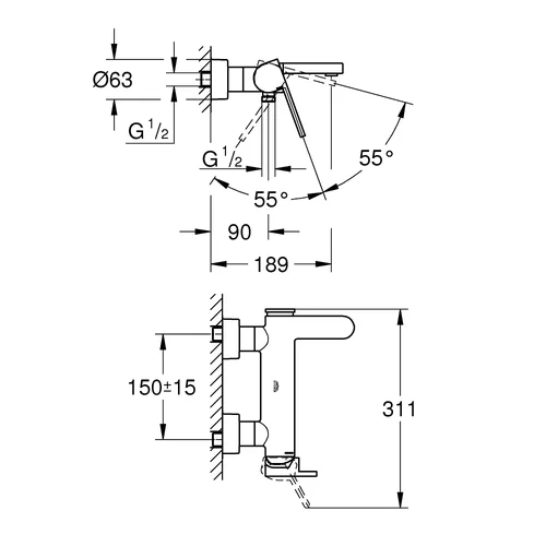 Grohe PLUS vonios maišytuvas 33553003 Chromo image 3