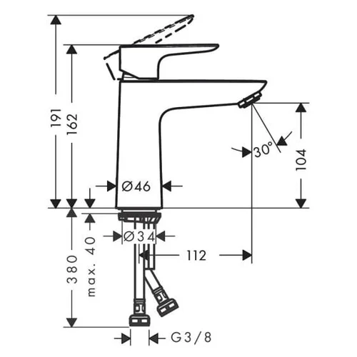 Hansgrohe Talis E 110 praustuvo maišytuvas 71714340 šlifuotas juodas chromas image 3