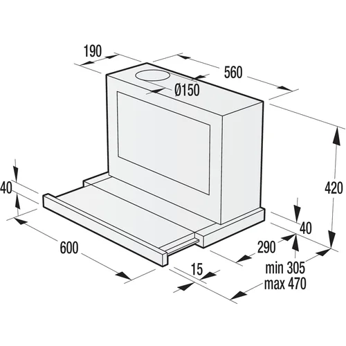 Gorenje BHP623E8X įmontuojamas gartraukis 60 cm image 2