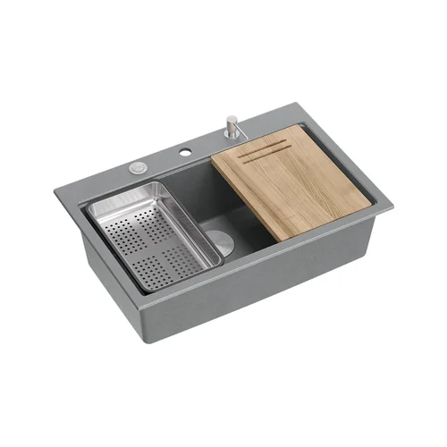 Quadron MARC HQM7650U5_BS Plautuvė 76x50 cm pilka/nerūdijantis plienas image 3