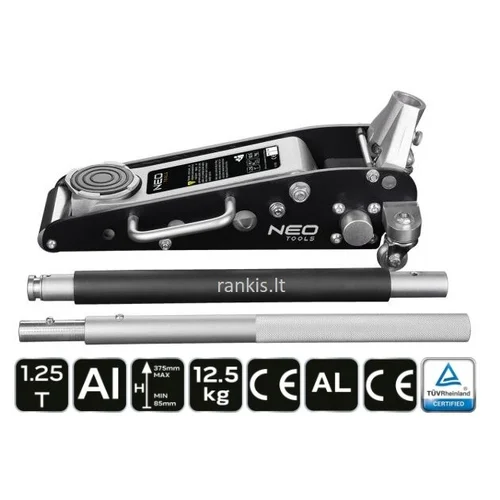 Neo Tools Aliumininis domkratas 11-730, 1,25 t, 85–375 mm image 1